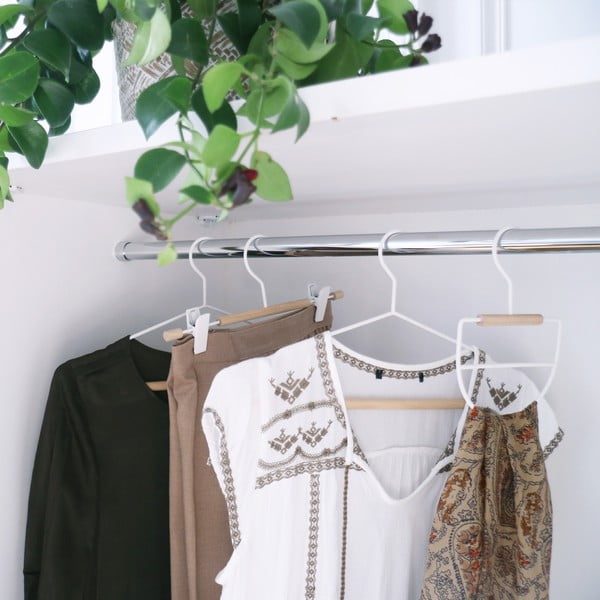 Set di 2 appendiabiti bianchi con dettaglio in legno Smerigliato - Compactor-image-1