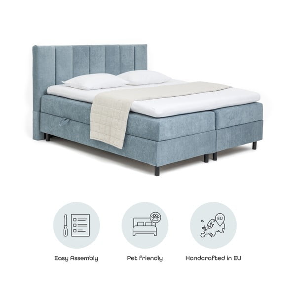 Letto boxspring blu con contenitore 180x200 cm Elva Bold Line – Bonami Selection-image-4