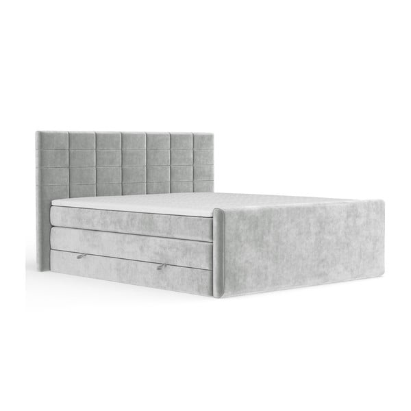 Letto boxspring grigio chiaro con contenitore 160x200 cm Ava – Maison de Rêve