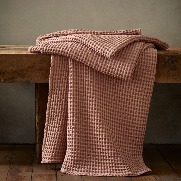Coperta rosa polveroso in cotone 150x200 cm Jaipur Chunky Waffle – Pineapple Elephant-image-2