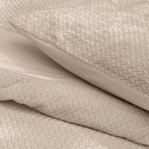 Set copripiumino e federa beige in flanella per letto matrimoniale/per letto esteso 3 pezzi 240x220 cm Flanela – douceur d'intérieur-image-2