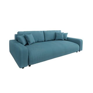 Divano turchese allungabile/con contenitore con rivestimento in velluto a coste 234 cm Sara – Ropez