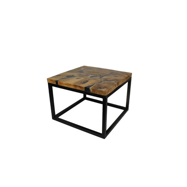 Tavolino in metallo e legno di teak , 55 x 40 cm - HSM collection