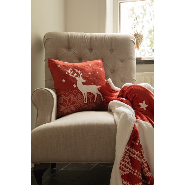 Coperta rossa in sherpa a tema Natale 130x150 cm – Tiseco Home Studio-image-1