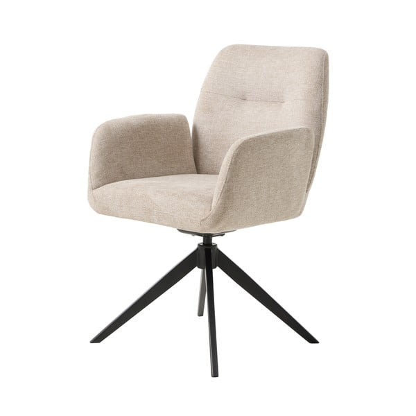 Sedia da pranzo color crema in imbottito con braccioli Roxana – Unique Furniture-image-2