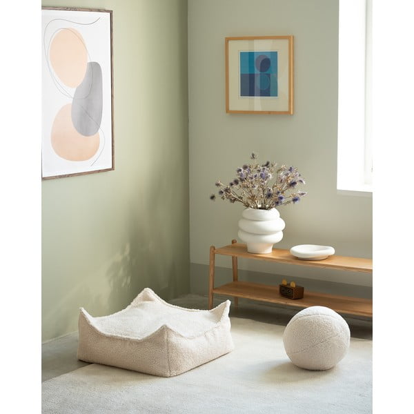 Pouf a sacco per bambini color crema con rivestimento in bouclé Square – Wigiwama-image-4