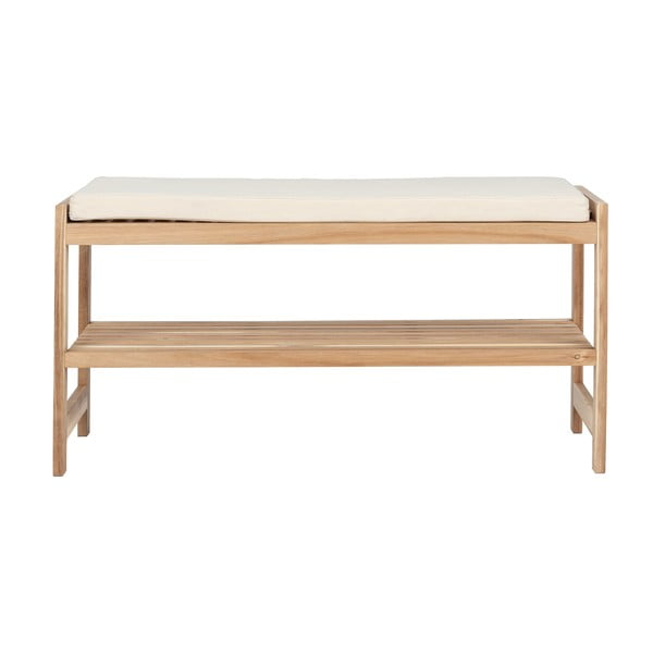 Scarpiera in legno massiccio di acacia con panca in colore naturale Acina - Wenko-image-3