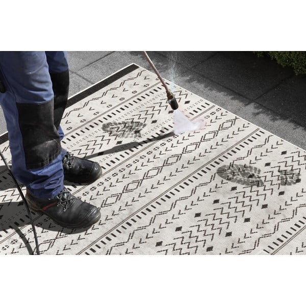 Tappeto da esterno nero e crema , 80 x 250 cm Kuba - NORTHRUGS-image-1