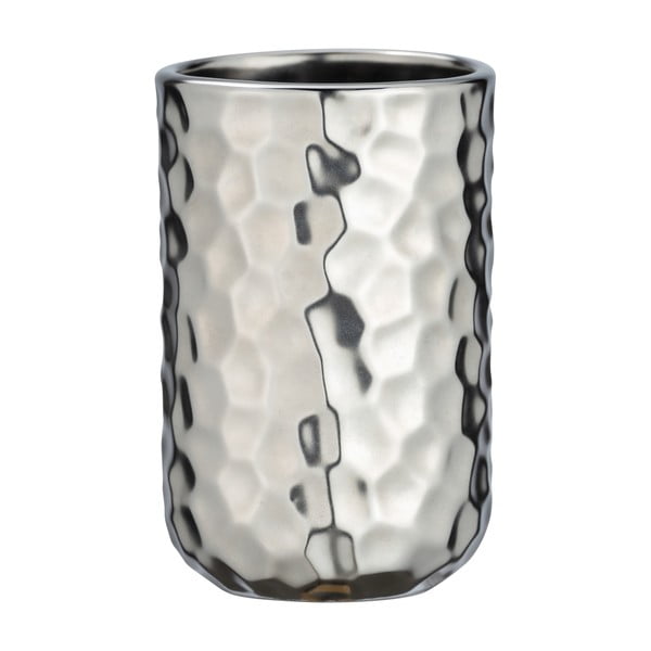 Bicchiere per spazzolino da denti in ceramica color argento Lunas - Wenko