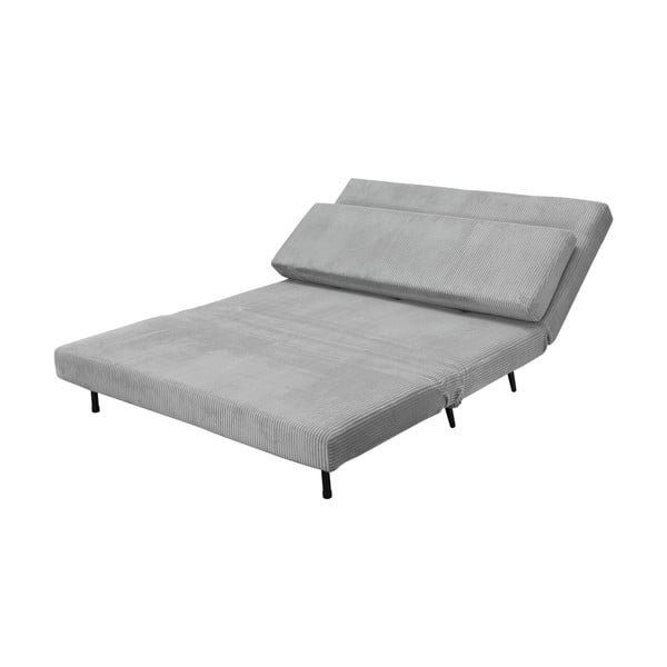 Divano letto in velluto a coste grigio chiaro 140 cm Mallory - Støraa-image-4