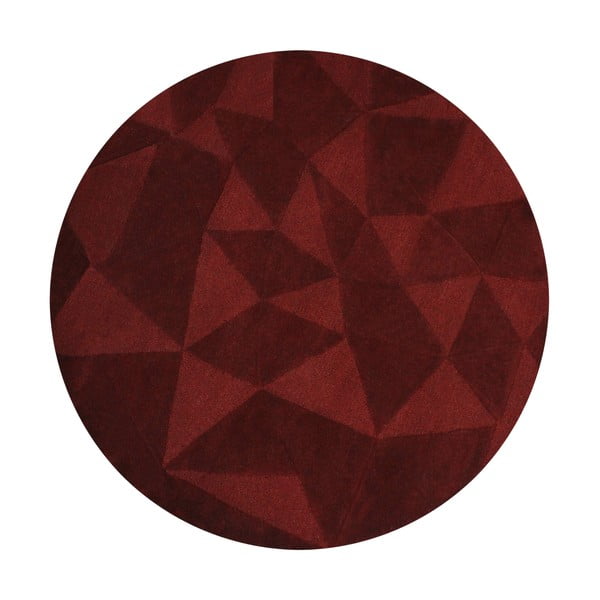 Tappeto rotondo burgundy in lana tessuto a mano ø 160 cm Shard Red – Flair Rugs