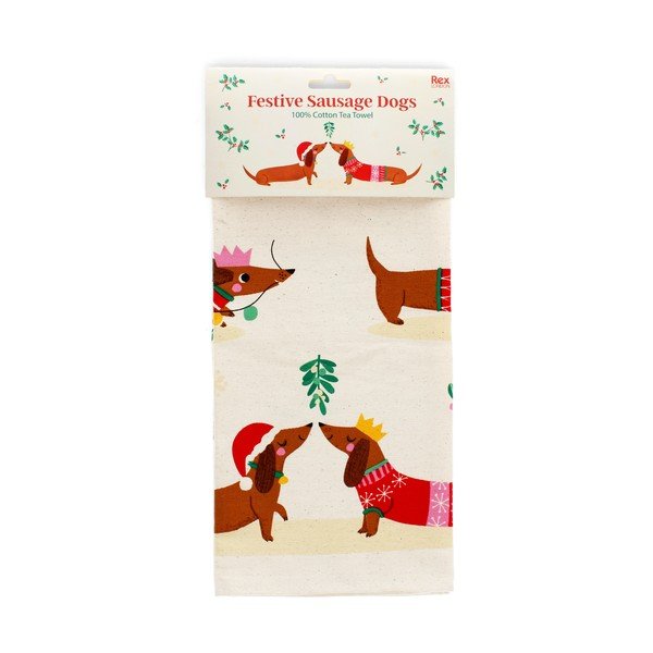 Strofinaccio in cotone 70x50 cm Festive Sausage Dog – Rex London-image-4
