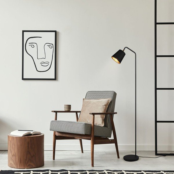 Lampada da terra nera con paralume in tessuto (altezza 148 cm) Buddy - Reality-image-1
