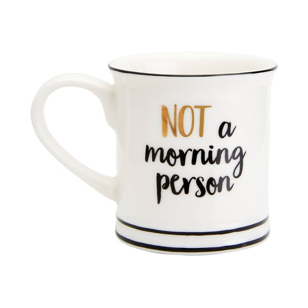 Tazza bianca con dettagli neri e oro Metallic Morning, 100 ml Not a Morning Person - Sass & Belle