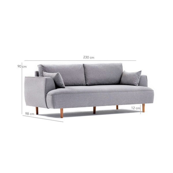 Divano a tre posti grigio chiaro Felix - Balcab Home-image-3