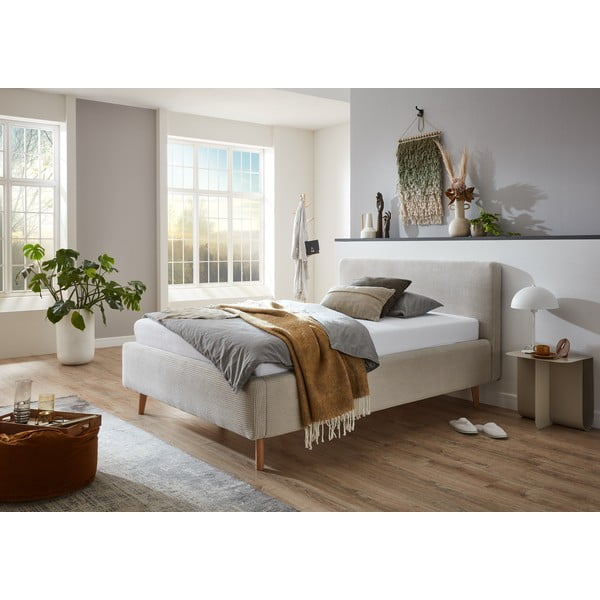 Letto singolo imbottito beige rete non inclusa 120x200 cm Mattis – Meise Möbel-image-1