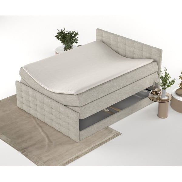 Letto boxspring beige con spazio contenitivo 160x200 cm Blend - Maison de Rêve-image-4