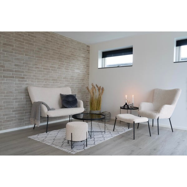 Poggiapiedi color crema con rivestimento in pelliccia sintetica Alford – House Nordic-image-3