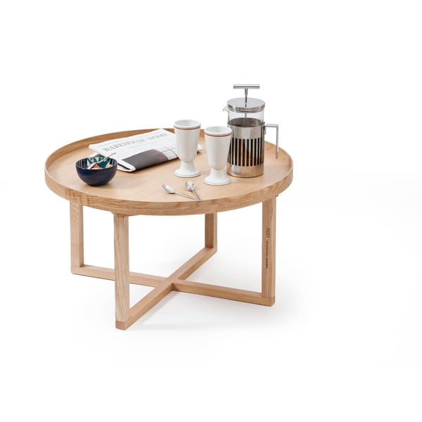 Tavolo rotondo in legno di quercia, Ø 66 cm Round - Wireworks-image-3