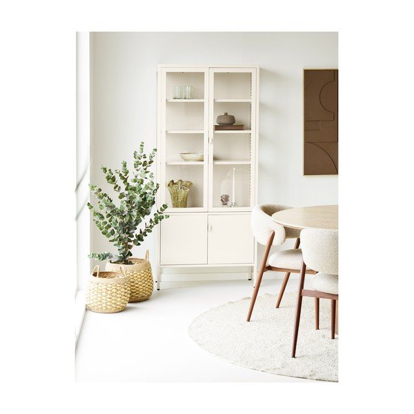 Vetrina color crema in acciaio 80x180x35 cm Brisbane – House Nordic-image-1