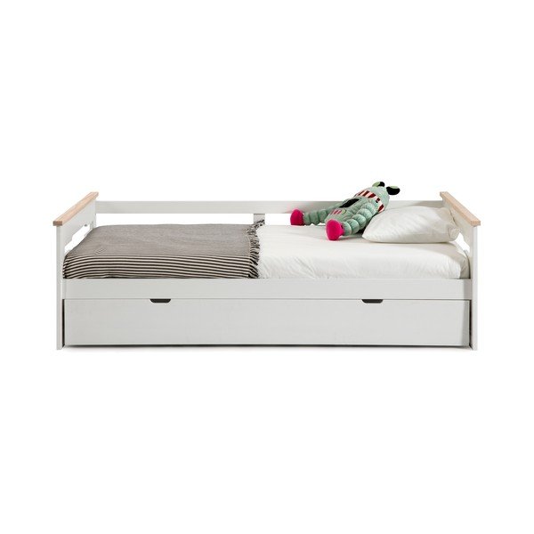 Letto per bambini in legno di pino bianco con letto estraibile 90x190 cm Elisa - Marckeric-image-2