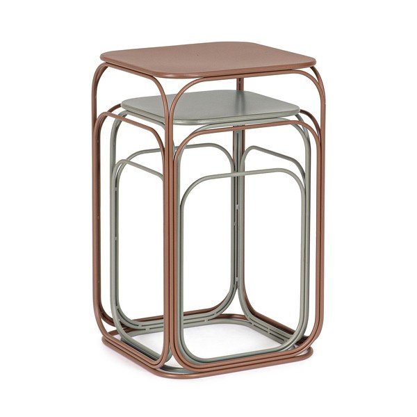 Set di tavolini da salotto grigi/color terracotta in metallo 2 pz 36x36 cm Clarity – Bizzotto-image-1