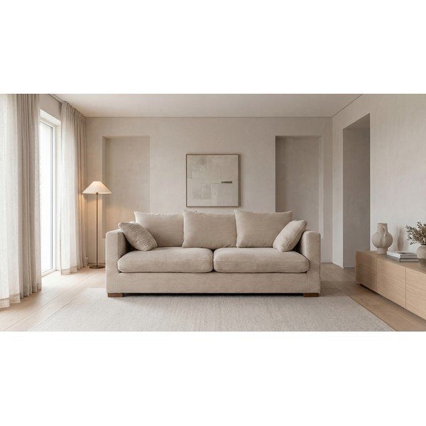 Divano in velluto a coste beige 220 cm Comfy - Scandic-image-4