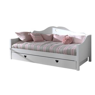 Letto per bambini in legno di pino bianco con letto estraibile con contenitore 90x200 cm AMORI - Vipack
