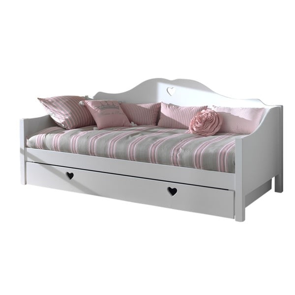 Letto per bambini in legno di pino bianco con letto estraibile con contenitore 90x200 cm AMORI - Vipack