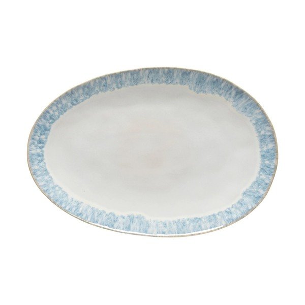 Vassoio da portata in gres bianco e blu Brisa, lunghezza 41 cm - Costa Nova