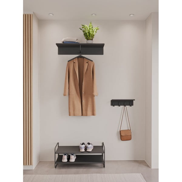 Attaccapanni da parete nero in acciaio con scaffale 11,5 cm A-Hallway – Zone-image-1