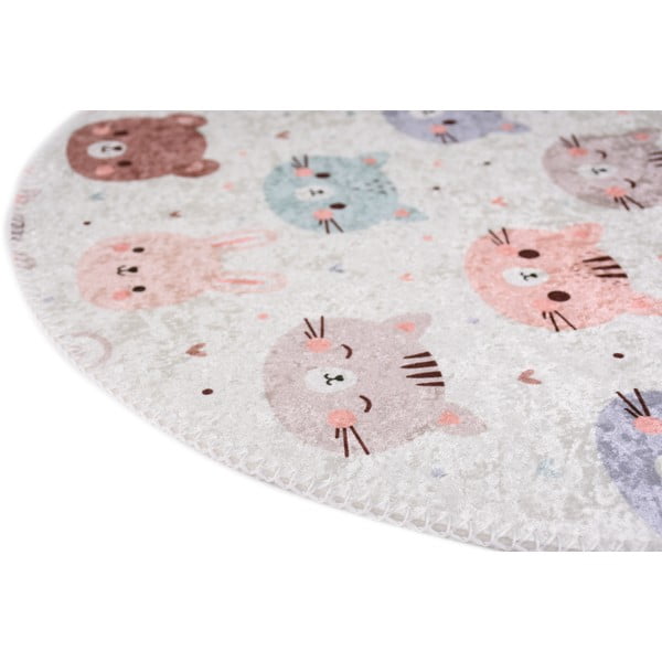 Tappeto per bambini avorio lavabile ø120 cm Cute Animals – Vitaus-image-2