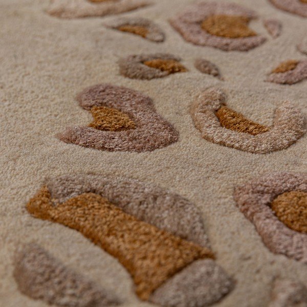 Tappeto di colore naturale in misto lana tessuto a mano 140x200 cm Leopard Frame – Flair Rugs-image-2
