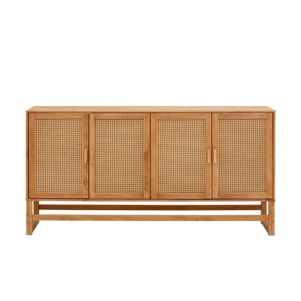 Cassettiera in legno di pino con ante in rattan , larghezza 170 cm Jolene - Støraa