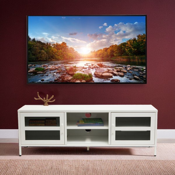 Mobile TV bianco in acciaio 150x50x45 cm Acier – Premier Housewares-image-4