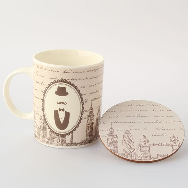 Porcelánový hrnek Mr. s podložkou, 0,35 l