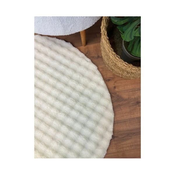 Tappeto color crema rotondo lavabile ø 120 cm Bubbly - Oyo Concept-image-4