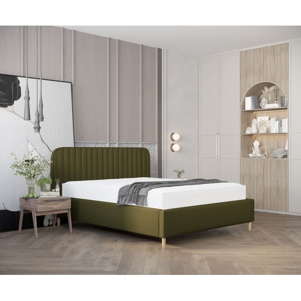 Letto matrimoniale imbottito verde con spazio contenitivo e rete 180x200 cm Noto - Maison de Rêve-image-1