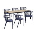 Set da pranzo da giardino per 6 persone con sedia Capri blu e tavolo Thor, 210 x 90 cm Thor & Capri - Bonami Selection
