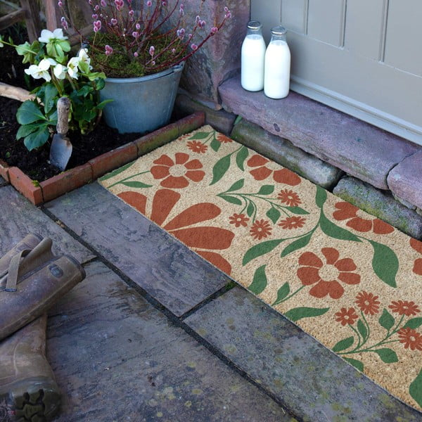 Zerbino in fibre di cocco 40x120 cm Red & Green Floral – Artsy Doormats-image-2