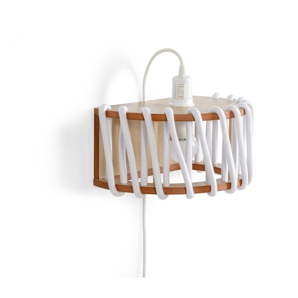 Lampada da parete bianca con struttura in legno, lunghezza 30 cm Macaron - EMKO-image-2