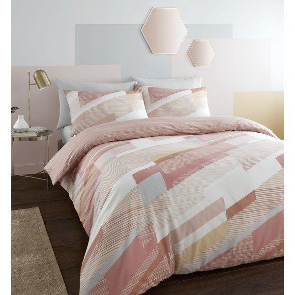 Biancheria da letto rosa , 135 x 200 cm Harley Geo - Catherine Lansfield-image-1