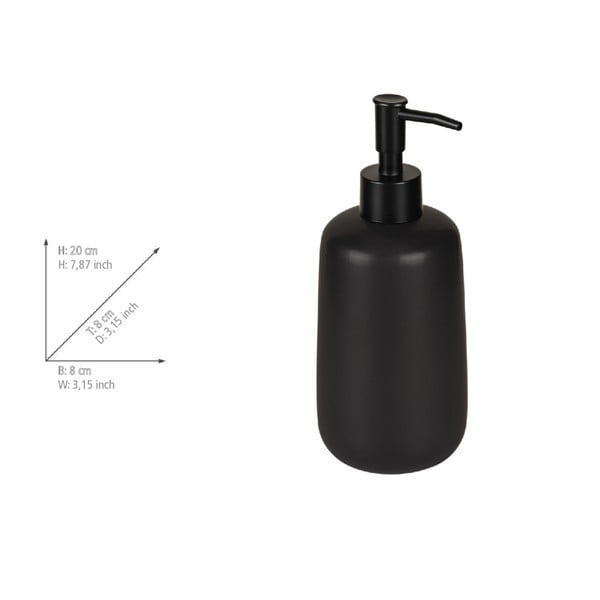 Dispenser per sapone nero opaco in ceramica 500 ml Olinda – Allstar-image-4