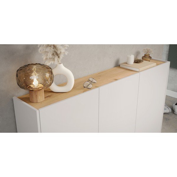 Armadietto color crema con effetto rovere 138x105x25 cm Libbiano – Germania-image-3