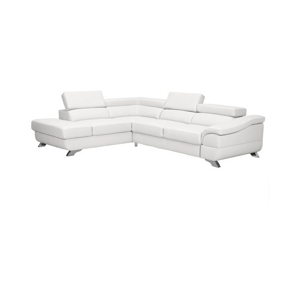 Divano letto angolare in pelle bianca con contenitore Gamma, angolo sinistro - Windsor & Co Sofas-image-1