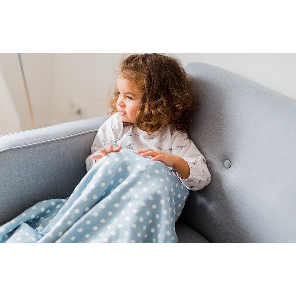 Coperta per neonati in cotone blu e bianco Dots, 80 x 100 cm - Kindsgut-image-1