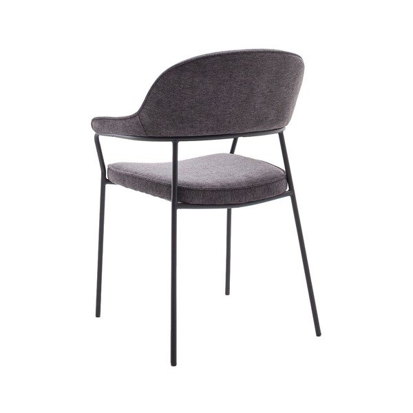 Sedia da pranzo grigio scuro con braccioli Kindersley – Unique Furniture-image-3