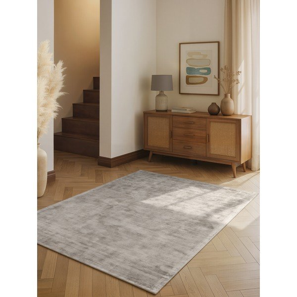 Tappeto grigio in viscosa tessuto a mano 120x180 cm Noemi – Vikosa-image-1