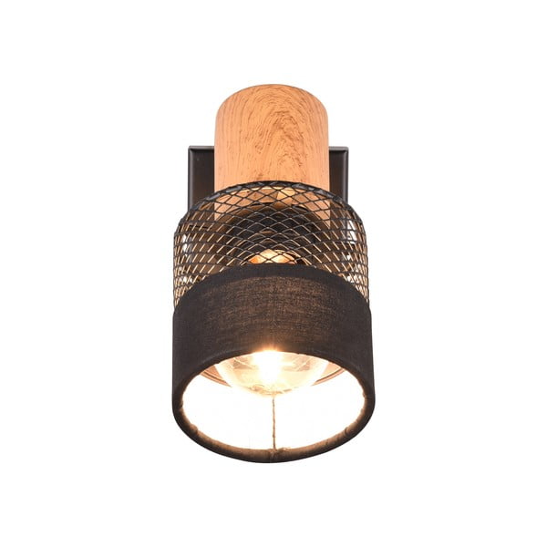 Lampada da parete in nero e naturale ø 7 cm Nandini - Trio-image-2