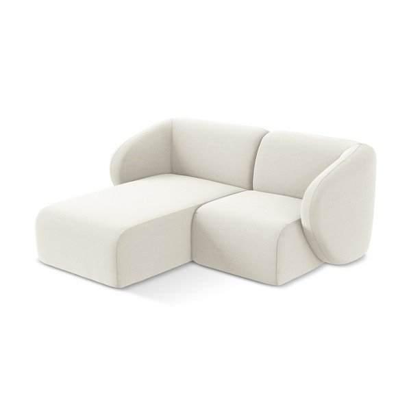 Divano angolare beige (con penisola a sinistra/con chaise lounge) con rivestimento in velluto Lani – Makamii-image-2